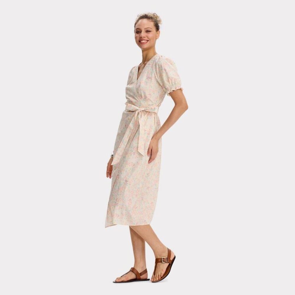 Universal Thread - Women's Puff Short Sleeve Midi Wrap Dress - Univer Pink - Picture 3 of 4